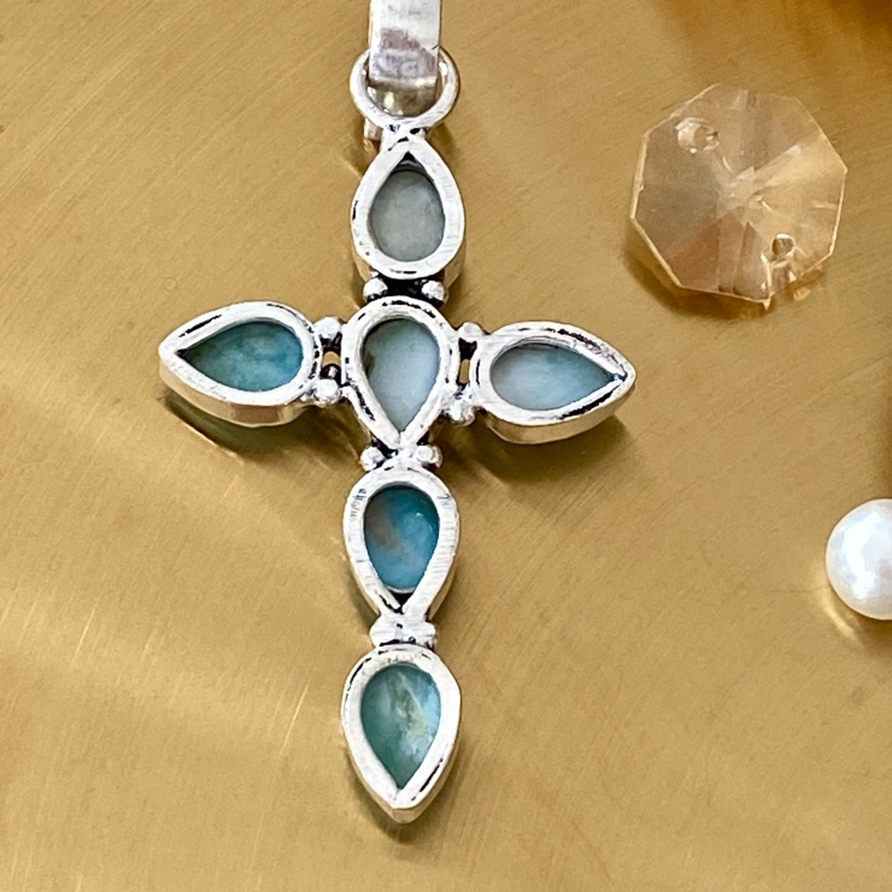 Larimar Handcrafted Cross Pendant - Picture 6 of 6